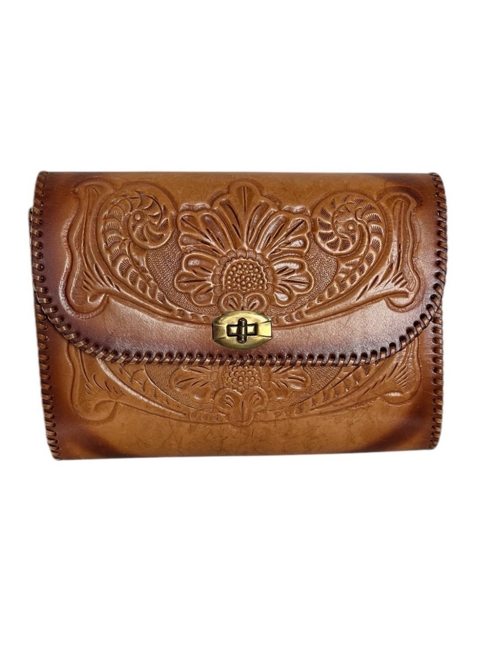 Vintage Tooled Genuine Leather Boho Western Purse Handbag Beautiful